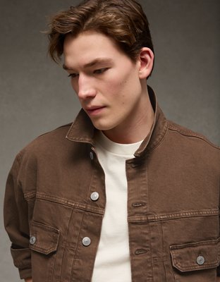 AE Relaxed Fit Denim Trucker Jacket - Brown