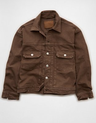 AE Relaxed Fit Denim Trucker Jacket - Brown