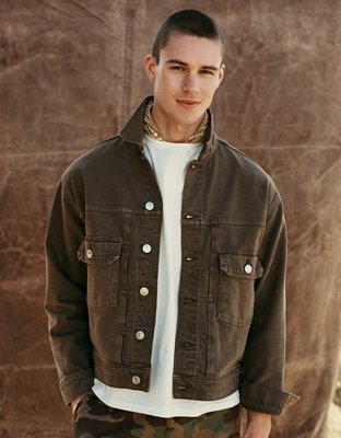 AE Relaxed Fit Denim Trucker Jacket - Brown