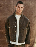 AE Relaxed Fit Denim Trucker Jacket - Brown