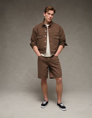 AE Relaxed Fit Denim Trucker Jacket - Brown