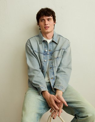 AE Relaxed Fit Denim Jacket - Light Blue