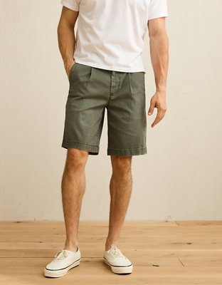 AE 9" Flex Loose Pleated Khaki Short - Olive Moss