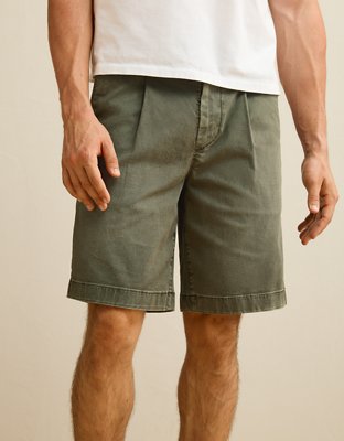 AE 9" Flex Loose Pleated Khaki Short - Olive Moss
