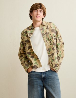 AE Boxy Fit Overshirt - Camo Green