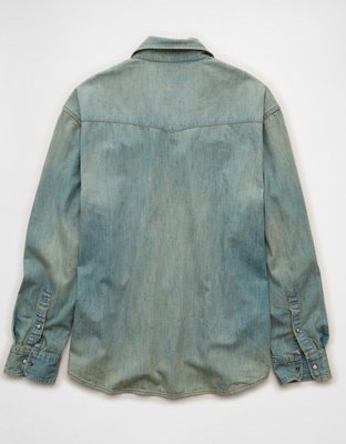 AE Relaxed Denim Western Shirt - Light Wash