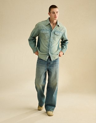 AE Relaxed Denim Western Shirt - Light Wash
