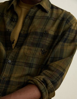 AE x Lamine Yamal Flannel Button-Up Shirt - Olive