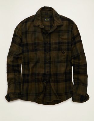 AE x Lamine Yamal Flannel Button-Up Shirt - Olive