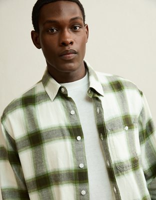 AE x Lamine Yamal Flannel Button-Up Shirt - Green Sand