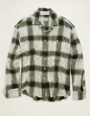AE x Lamine Yamal Flannel Button-Up Shirt - Green Sand