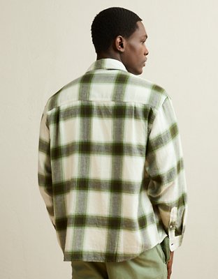 AE x Lamine Yamal Flannel Button-Up Shirt - Green Sand