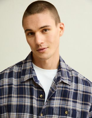 AE x Lamine Yamal Flannel Button-Up Shirt - Cerulean Blue