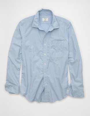 AE Slim Fit Poplin Button-Up Shirt - Cerulean Blue