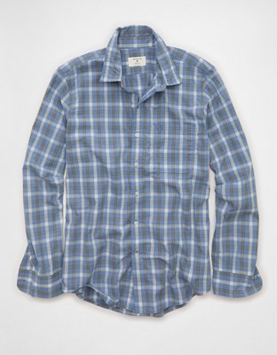 AE Slim Fit Poplin Button-Up Shirt - Blue