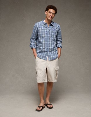 AE Slim Fit Poplin Button-Up Shirt - Blue