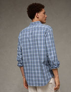 AE Slim Fit Poplin Button-Up Shirt - Blue