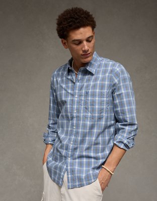 AE Slim Fit Poplin Button-Up Shirt - Blue