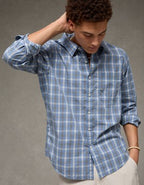 AE Slim Fit Poplin Button-Up Shirt - Blue