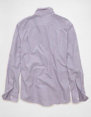AE Standard Fit Poplin Button-Up Shirt - Purple