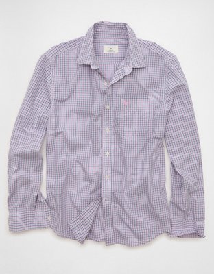 AE Standard Fit Poplin Button-Up Shirt - Purple