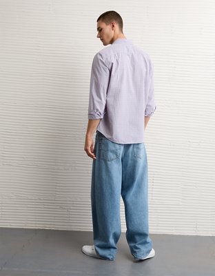 AE Standard Fit Poplin Button-Up Shirt - Purple