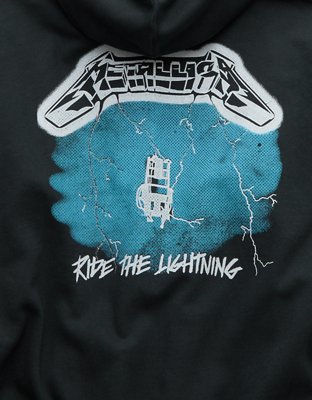 AE Standard Fit Metallica Graphic Hoodie - Washed Black