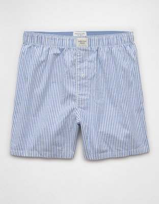 AEO Men's Striped Stretch Boxer Short - Blue