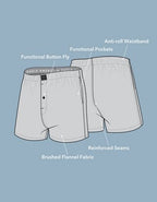 AEO Men's Flannel Pocket Boxer Short - Black Charcoal