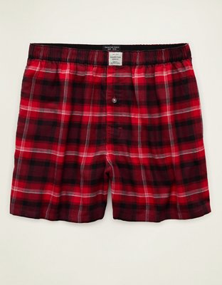 AEO Plaid Stretch Pocket Boxer Short - Red Beam