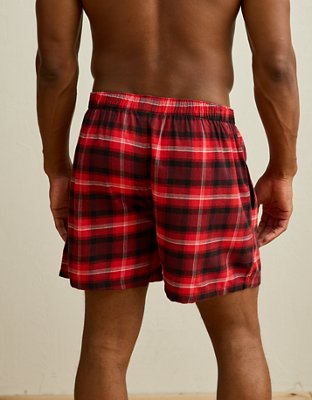 AEO Plaid Stretch Pocket Boxer Short - Red Beam