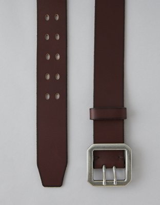 AE Double-Prong Leather Belt - Dark Brown