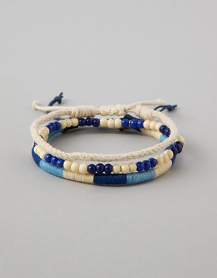 AE Beaded & Braided Bracelet 3-Pack - Navy