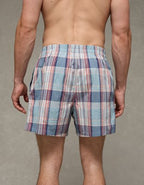 AEO Men's Poplin Plaid Classic Pocket Boxer Short - Green Sand