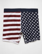 AEO Men's Stars & Stripes 6" Classic Cotton Boxer Brief - Navy