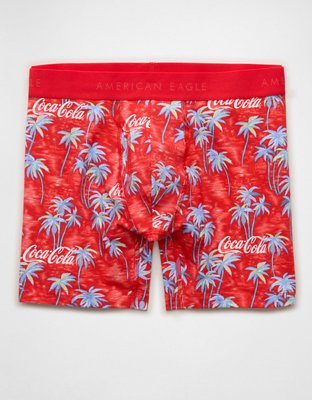 AEO Men's Coca-Cola 6" Classic Cotton Boxer Brief - Red Sand