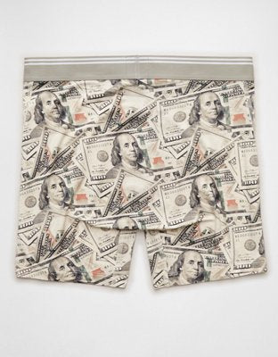 AEO Men's Dollar Bills 6" Ultra Soft Boxer Brief - Cream