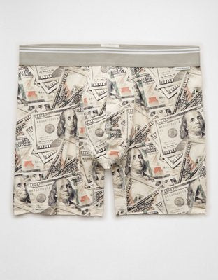 AEO Men's Dollar Bills 6" Ultra Soft Boxer Brief - Cream