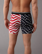AEO Men's Stars & Stripes 6" Ultra Soft Boxer Brief - Red