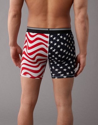 AEO Men's Stars & Stripes 6" Ultra Soft Boxer Brief - Red