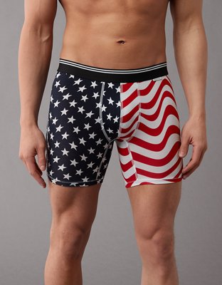 AEO Men's Stars & Stripes 6" Ultra Soft Boxer Brief - Red