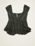 AE Lace Trim Babydoll Blouse - Olive