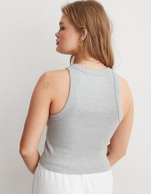Aerie Free Spirit Ribbed Tank Top - Medium Heather Gray