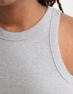 Aerie Free Spirit Ribbed Tank Top - Medium Heather Gray