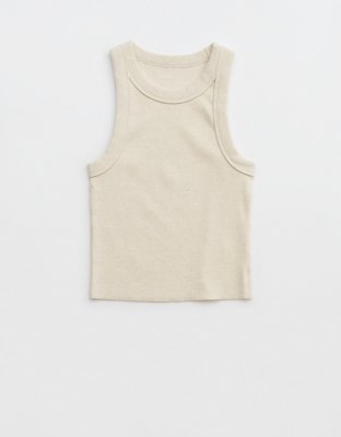 Aerie Free Spirit Ribbed Tank Top - Heather Frost