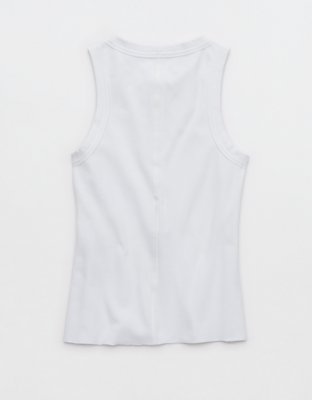 Aerie Unwind Waffle Henley Tank Top - White