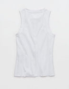 Aerie Unwind Waffle Henley Tank Top - White