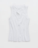 Aerie Unwind Waffle Henley Tank Top - White