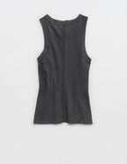 Aerie Unwind Waffle Henley Tank Top - Smoked Gray