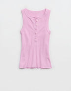 Aerie Unwind Waffle Henley Tank Top - Violet Willow